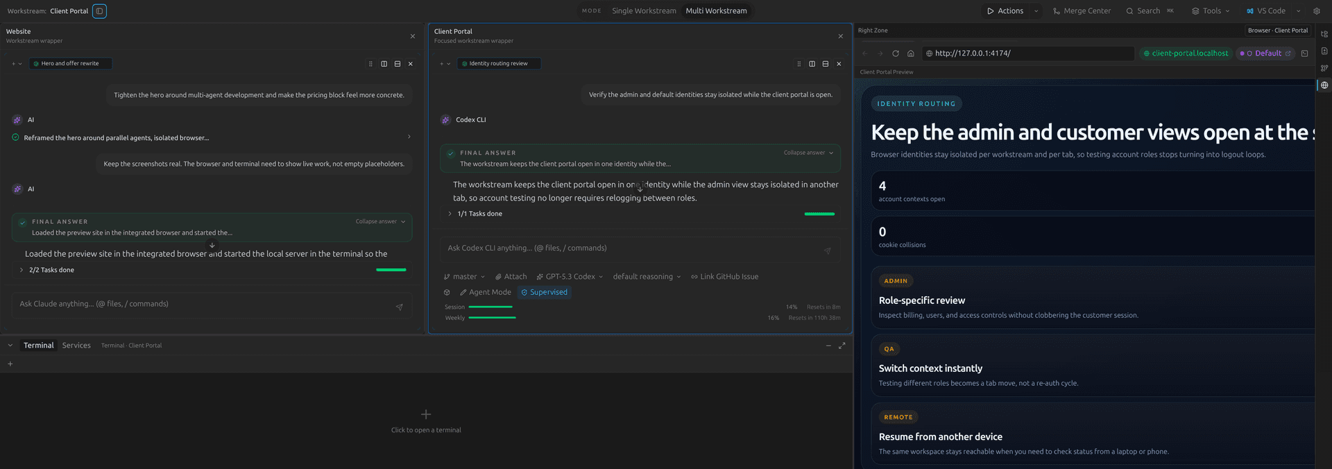 Polystro multi-workstream and multi-surface layout